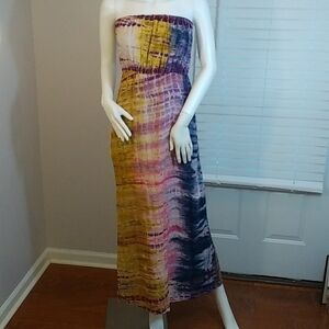Leshop Women's Boho Basic Tie & Dye Halter Sleeveless Maxi Dress Size L/G